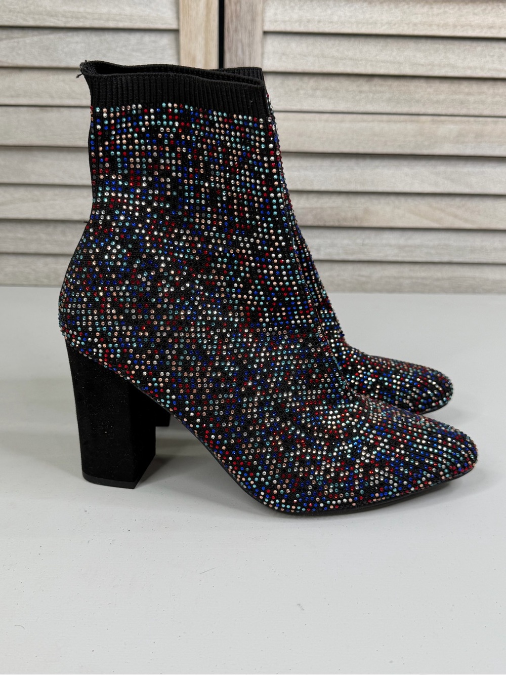 MATERIAL GIRL "Baybe" Multi Color Bling Sock Ankle Bootie-8